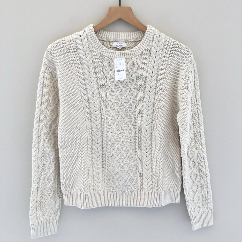 J. Crew Cream Cable Knit Crewneck Sweater - Picture 5 of 7